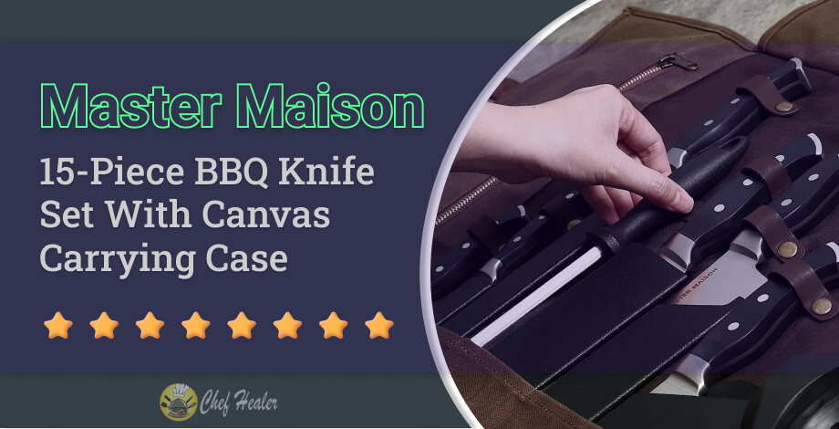 Master Maison 15-Piece BBQ Knife Set With Canvas Carrying Case