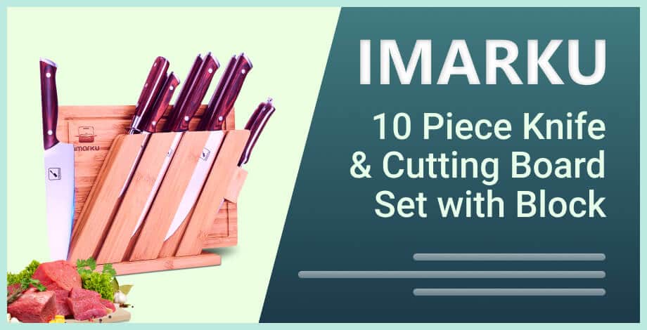 Imarku 10 Piece Knife and Cutting Board Set with Block
